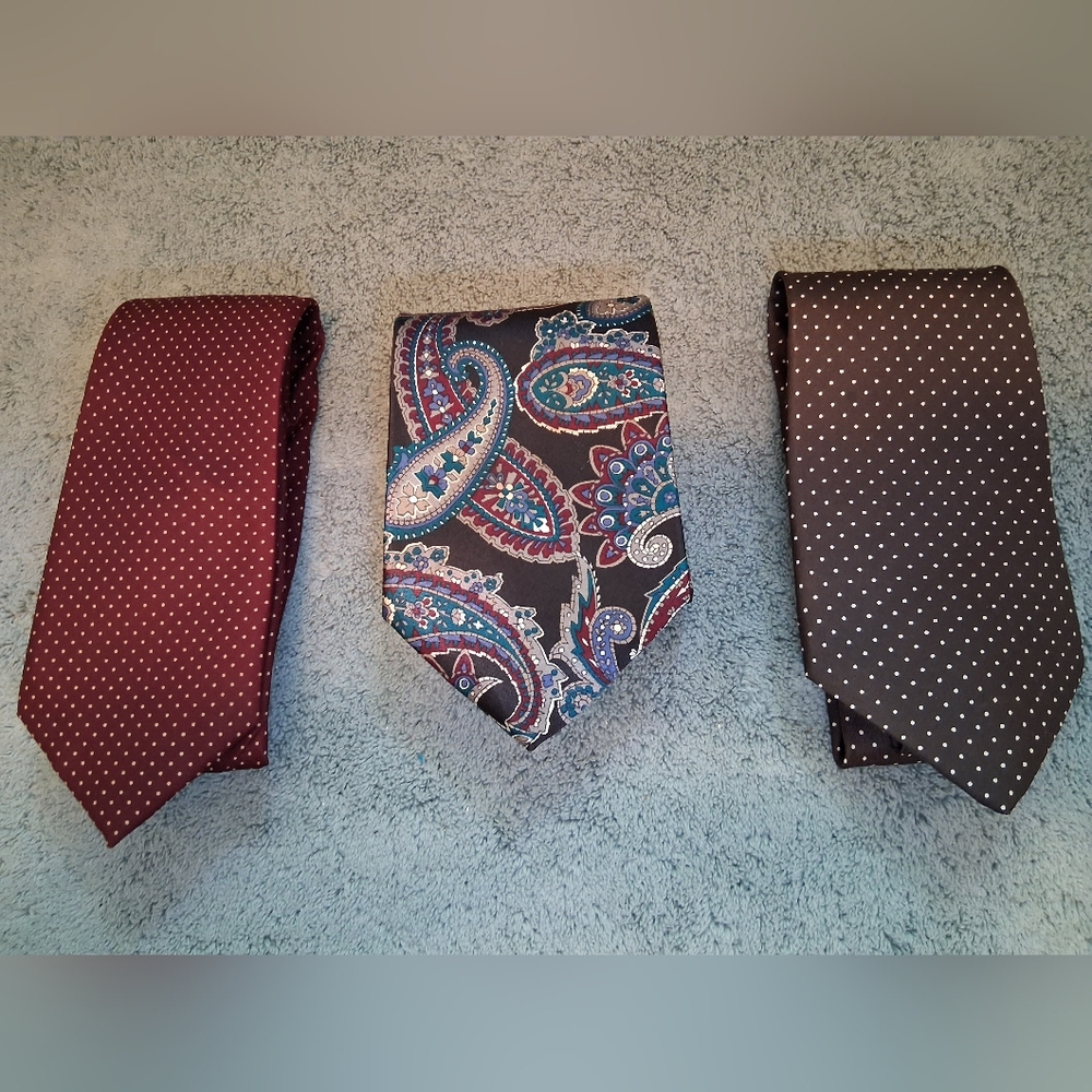 Ties - 1 Blue Paisley and 2 Red and White Spotted